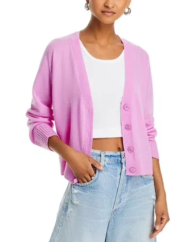 Aqua Cashmere V Neck Cardigan - Exclusive In Cosmo Pink