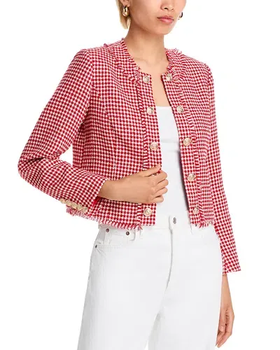 Aqua Check Tweed Jacket - Exclusive In Red/ivory