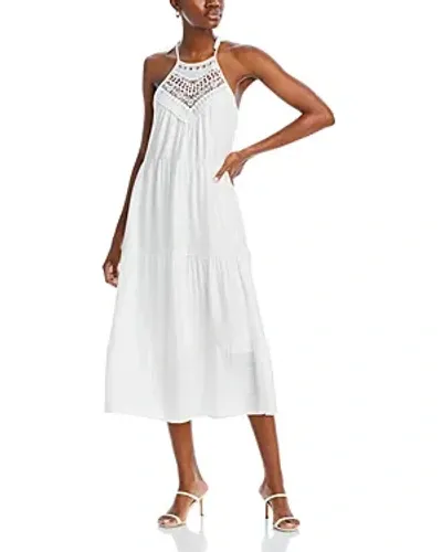 Aqua Crochet Halter Maxi Dress - Exclusive In White