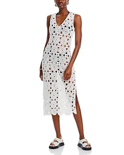 Aqua Crochet Swim Cover Up Dress - Exclusive In White