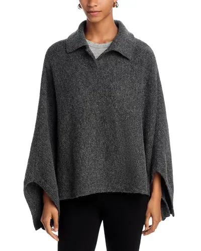 Aqua Crop Collar Cozy Poncho - Exclusive In Charcoal