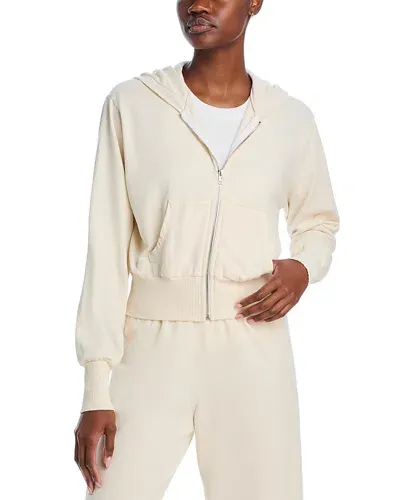 Aqua Cropped Zipper Hoodie - Exclusive In Ivory