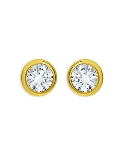 Aqua Cubic Zirconia Bezel Stud Earrings - Exclusive In Gold