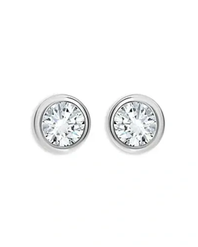 Aqua Cubic Zirconia Bezel Stud Earrings - Exclusive In Silver