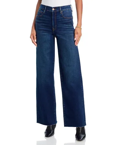 Aqua Dad High Rise Wide Leg Jeans In Dark Wash - Exclusive