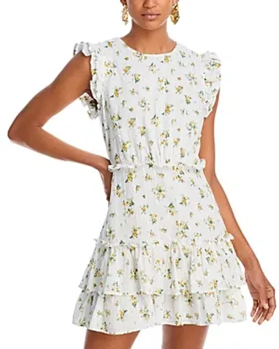 Aqua Ditsy Floral Dress - Exclusive In White/yellow