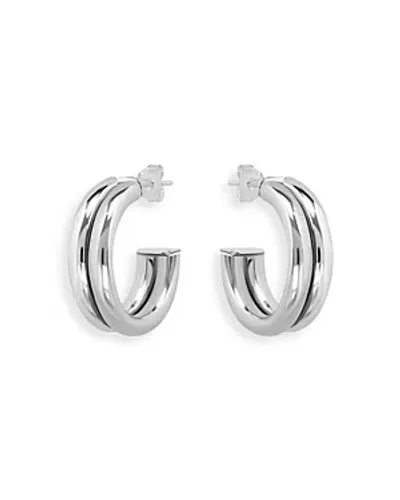 Aqua Double Hoop Earrings In Sterling Silver - Exclusive