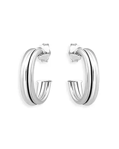 Aqua Double Row C Hoop Earrings In Sterling Silver- Exclusive