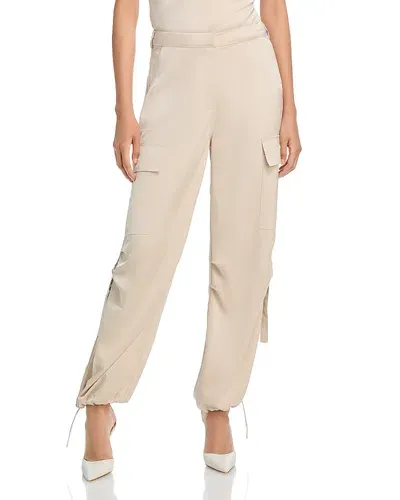 Aqua Drawstring Hem Cargo Pants - Exclusive In Champagne