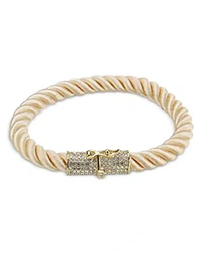 Aqua Eno Pave Clasp Twisted Cord Flex Bracelet - Exclusive In Ivory