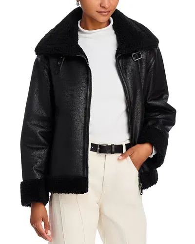 Aqua Faux Shearling Jacket - Exclusive In Black