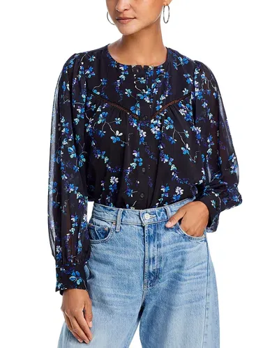 Aqua Floral Lace Detailed Top - Exclusive In Black Multi