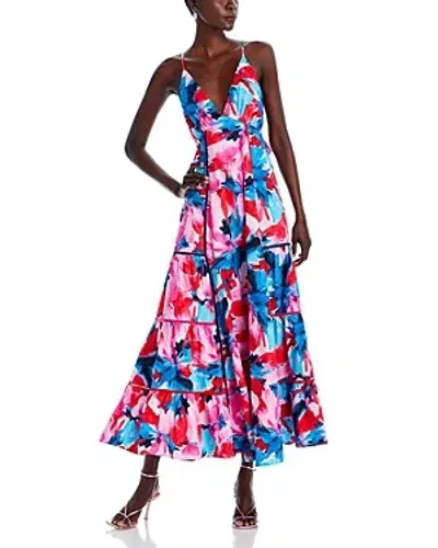 Aqua Floral Tie Back Maxi Dress - Exclusive In Pink Multi