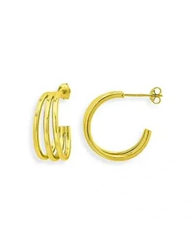 Aqua Graduated Three Row Hoop Earrings In 18k Gold Plated Sterling Silver - Exclusive