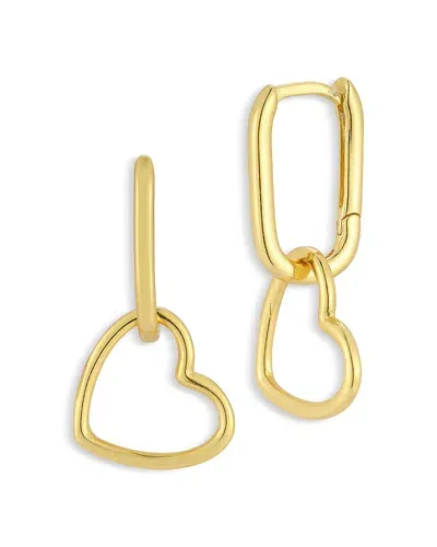 Aqua Link & Heart Drop Earrings - Exclusive In Gold