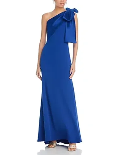 Aqua Long Satin Bow Maxi Dress - Exclusive In Indigo