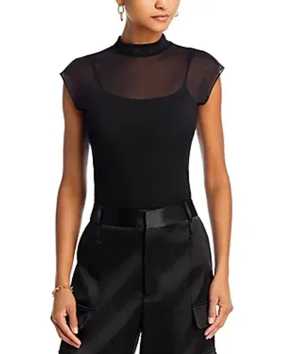 Aqua Mesh Mock Neck Top - Exclusive In Black