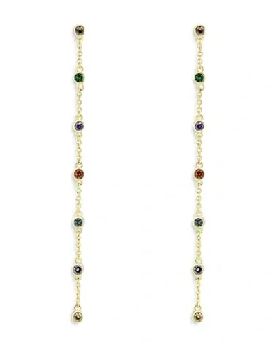 Aqua Multicolor Bezel Drop Earrings - Exclusive In Multi/gold