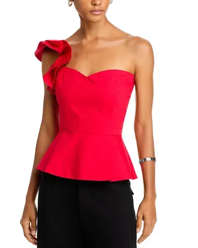 Aqua One Shoulder Peplum Top - Exclusive In Red