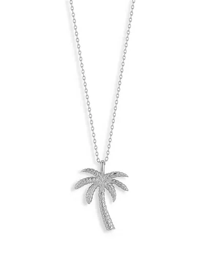 Aqua Palm Tree Pendant Necklace, 15-17 - Exclusive In Silver