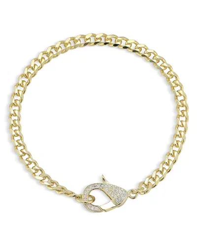 Aqua Pave Clasp Curb Chain Bracelet - Exclusive In Gold