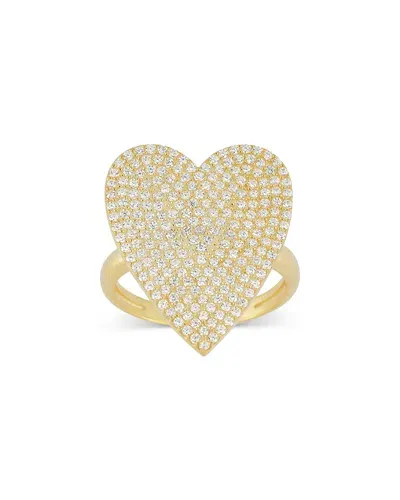 Aqua Pave Heart Ring In 14k Gold Plated Sterling Silver - Exclusive