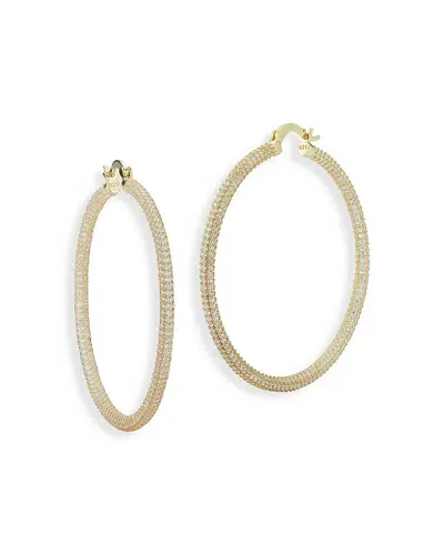 Aqua Pave Large Hoop Earrings In 14k Gold Plated Sterling Silver - Exclusive