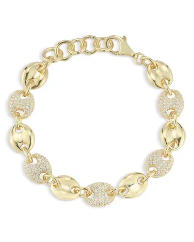 Aqua Pave Puff Mariner Link Bracelet - Exclusive In Gold