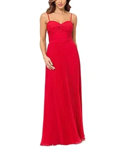 Aqua Pleated Chiffon Gown - Exclusive In Red