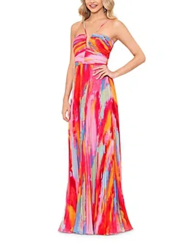 Aqua Pleated Gown - Exclusive In Fuschia/multi