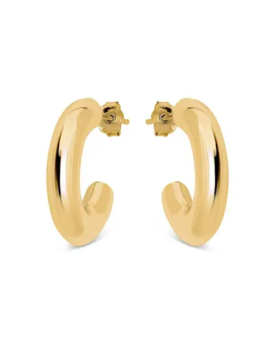 Aqua Polished Chunky Hoop Earrings - Exclusive In Gold