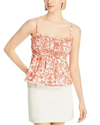 Aqua Printed Sleeveless Top - Exclusive In Coral/white