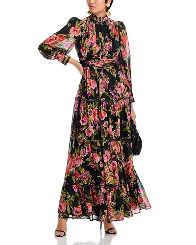 Aqua Romantic Floral Maxi Dress - Exclusive In Black Multi