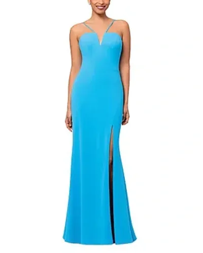 Aqua Scuba Crepe Gown - Exclusive In Dark