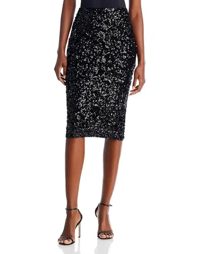 Aqua Sequin Midi Skirt - Exclusive In Black