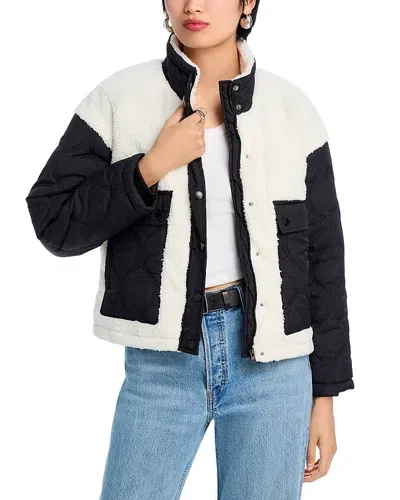 Aqua Sherpa Puffer Jacket - Exclusive In Black/white