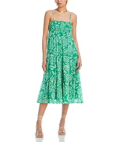 Aqua Smocked Midi Dress - Exclusive In Green