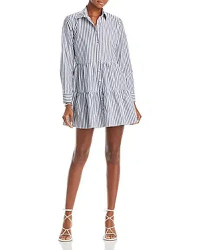 Aqua Stripe Mini Shirt Dress - Exclusive In Dark Blue