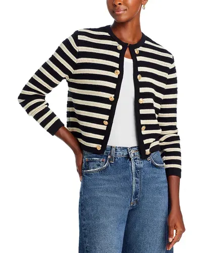 Aqua Striped Cardigan Sweater - Exclusive In Black/natural