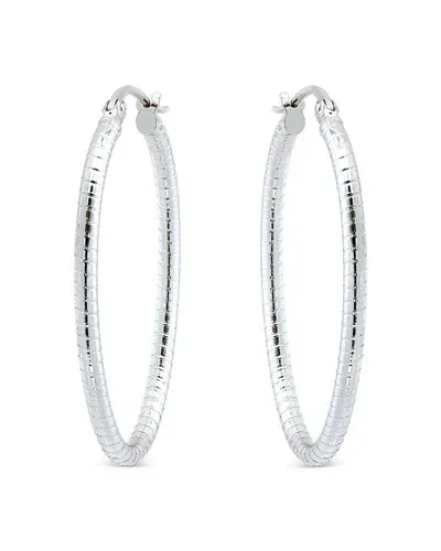 Aqua Textured Oval Hoop Earrings In Sterling Silver - Exclusive