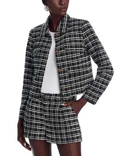 Aqua Tweed Cropped Jacket - Exclusive In Black/white