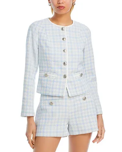 Aqua Tweed Jacket - Exclusive In Sky Blue/white