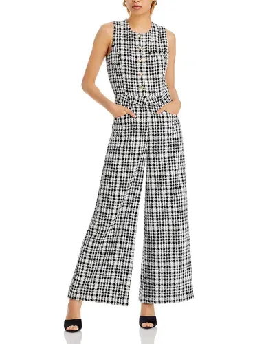 Aqua Tweed Jumpsuit - Exclusive In Black/white