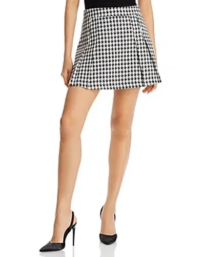 Aqua Tweed Pleated Mini Skirt - Exclusive In Black/white