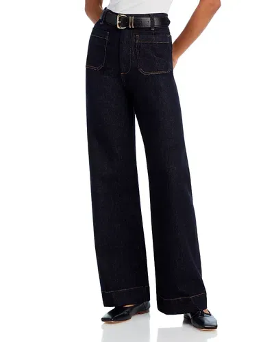 Aqua Wide Leg Patch Pocket Jeans In Dark Wash - Exclusive