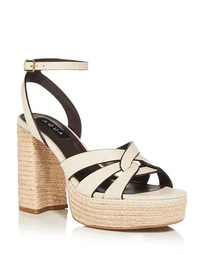 Aqua Women's Gyen Ankle Strap Espadrille Platform Sandals - Exclusive In Bone Leather