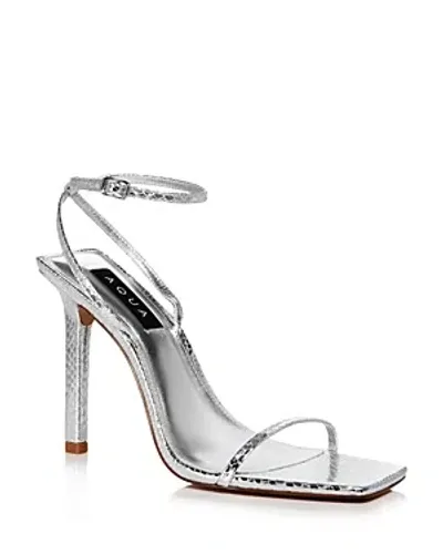 Aqua Women's Jsmin Strappy High Heel Sandals - Exclusive In Silver Snake