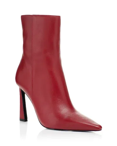 Aqua Women's Leona Pointed Toe High Heel Ankle Boots - Exclusive In Red Leather