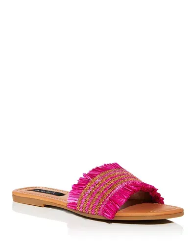 Aqua Women's Meile Fringed Raffia Slide Sandals - Exclusive In Fuschia Multi