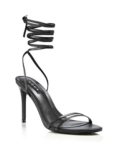 Aqua Women's Mena Ankle Tie High Heel Sandals - Exclusive In Black